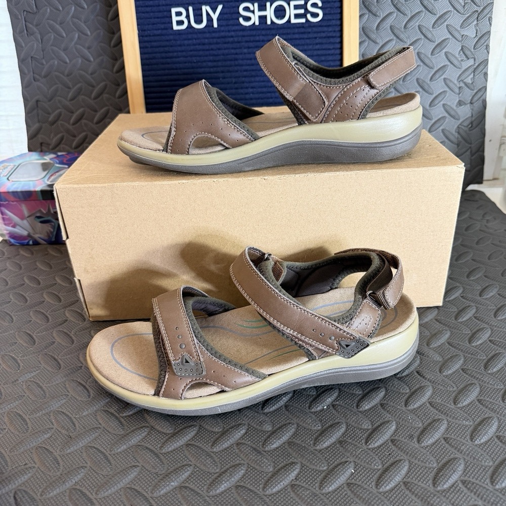 Orthofeet 962 Brown Leather Orthopedic Sandals Women Size 8.5 2E Extra Wide GUC